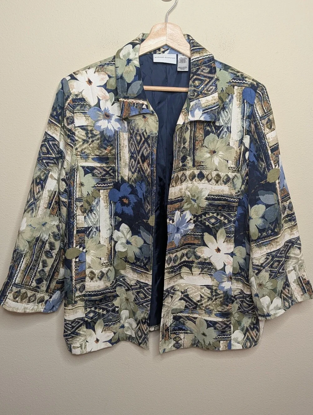 Alfred Dunner Floral Aztec Print Open Front Jacket Size 18